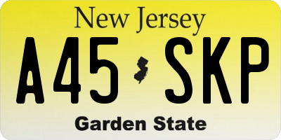 NJ license plate A45SKP