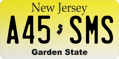 NJ license plate A45SMS