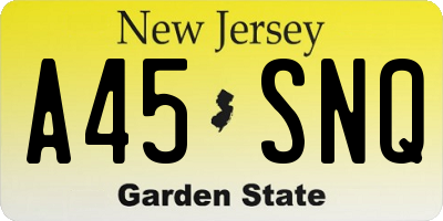 NJ license plate A45SNQ