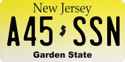 NJ license plate A45SSN