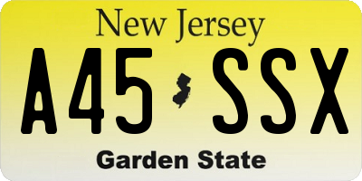 NJ license plate A45SSX