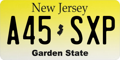 NJ license plate A45SXP