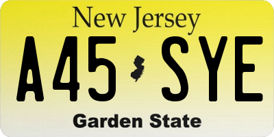 NJ license plate A45SYE