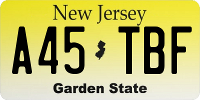 NJ license plate A45TBF