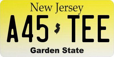 NJ license plate A45TEE