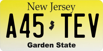 NJ license plate A45TEV