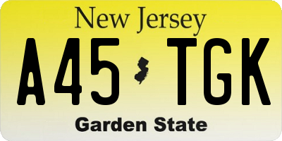 NJ license plate A45TGK
