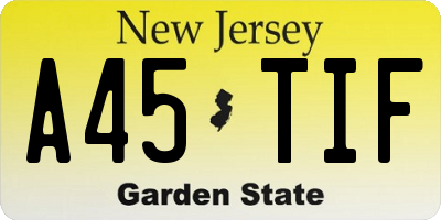 NJ license plate A45TIF