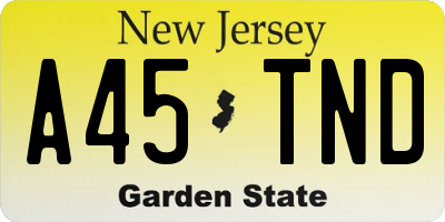 NJ license plate A45TND
