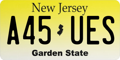 NJ license plate A45UES