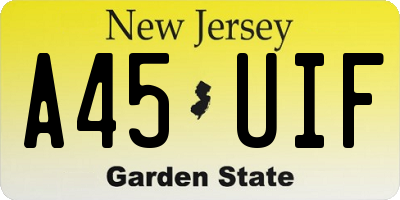 NJ license plate A45UIF
