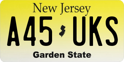 NJ license plate A45UKS