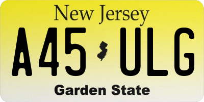 NJ license plate A45ULG