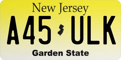 NJ license plate A45ULK
