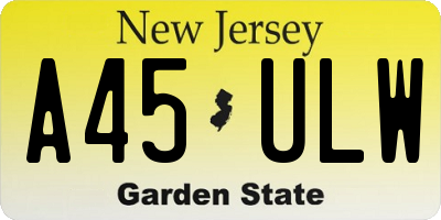NJ license plate A45ULW