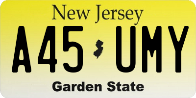 NJ license plate A45UMY