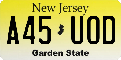 NJ license plate A45UOD