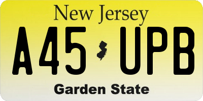 NJ license plate A45UPB