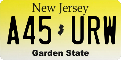 NJ license plate A45URW