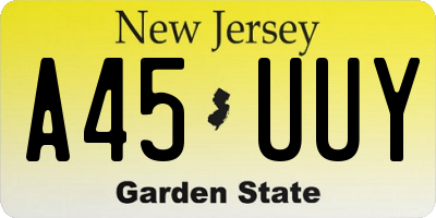 NJ license plate A45UUY