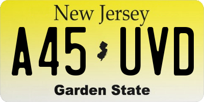 NJ license plate A45UVD