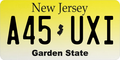 NJ license plate A45UXI