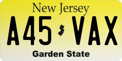 NJ license plate A45VAX