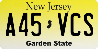 NJ license plate A45VCS