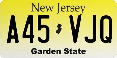 NJ license plate A45VJQ