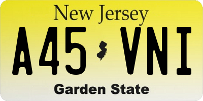 NJ license plate A45VNI