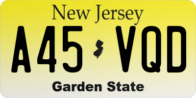 NJ license plate A45VQD