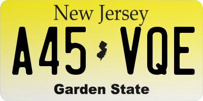 NJ license plate A45VQE