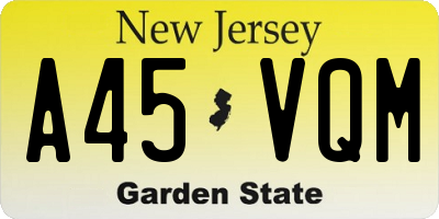 NJ license plate A45VQM