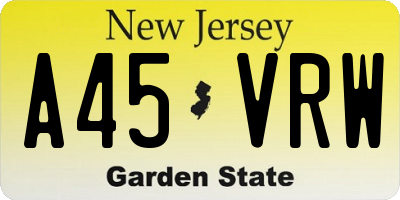 NJ license plate A45VRW