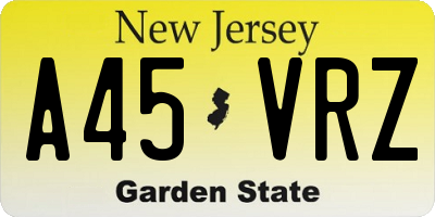 NJ license plate A45VRZ