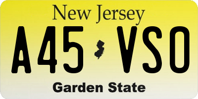 NJ license plate A45VSO