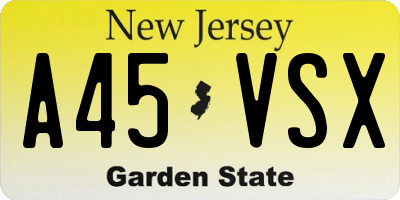 NJ license plate A45VSX