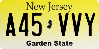 NJ license plate A45VVY