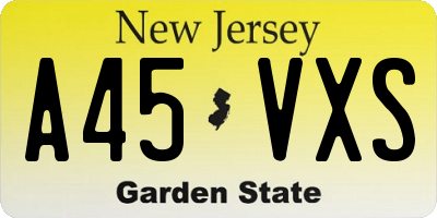 NJ license plate A45VXS