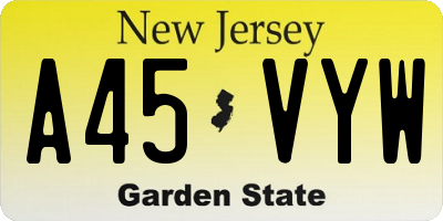 NJ license plate A45VYW