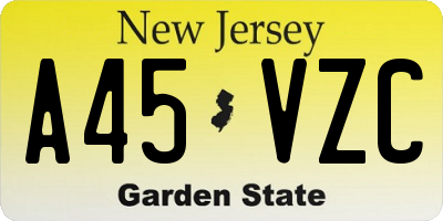 NJ license plate A45VZC