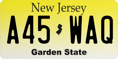 NJ license plate A45WAQ
