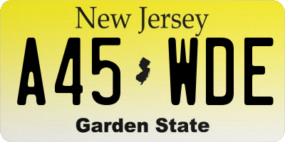 NJ license plate A45WDE