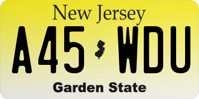NJ license plate A45WDU