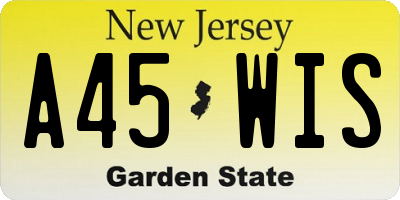 NJ license plate A45WIS
