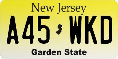 NJ license plate A45WKD