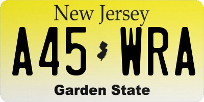 NJ license plate A45WRA