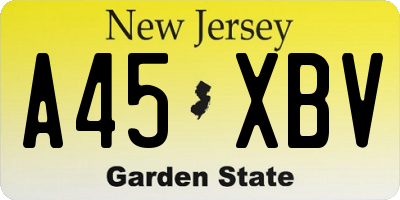 NJ license plate A45XBV