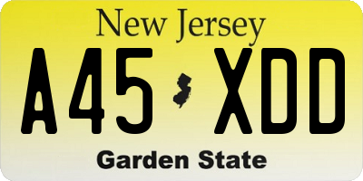 NJ license plate A45XDD