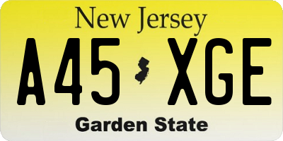 NJ license plate A45XGE